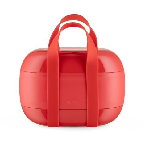 Alessi Food à Porter SA02 R - Lunch Box a Tre Scomparti in Resina Termoplastica, Rosso (1/5)