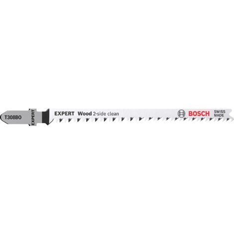 Bosch Professional 25x Lame per seghetto alternativo Expert ‘Wood 2-side clean’ T 308 BO (per Compensato, Pannello per mobili in legno massiccio, Lunghezza 117 mm, accessorio Seghetto alternativo)
