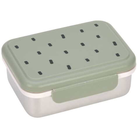 LÄSSIG Scatola per il pranzo dei bambini Scatola per la colazione in acciaio inossidabile Scatola per la scuola dell'infanzia sostenibile/Lunchbox Happy Prints olive (1/4)