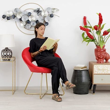 Baroni Home Poltrona Imbottita Circolare in Velluto con Gambe in