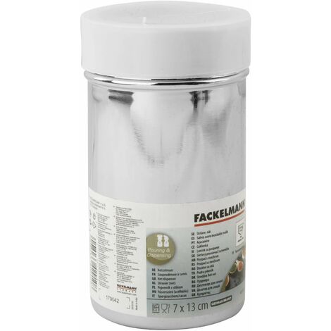 Fackelmann Dispenser SpargiZucchero e Cacao Maxi con Maglia a Rete In  acciaio Inox con Coperchio Sicurezza