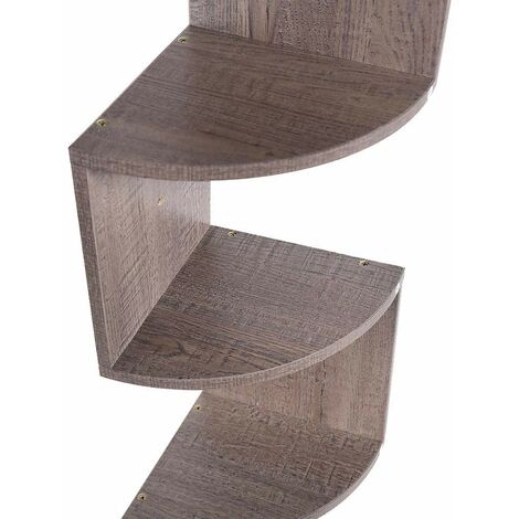 BAKAJI Libreria Scaffale Mensole da Parete Angolare Design Moderno in Legno Melaminico con 5 Ripiani ad Angolo Dimensioni 123 x 20 cm (Grigio Rovere)