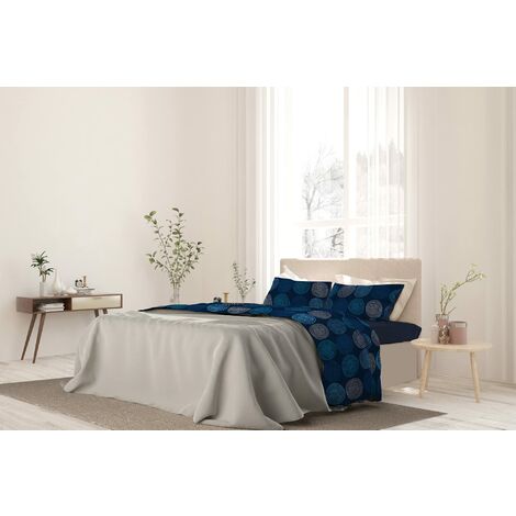 Piumino Estivo Double Face Italian Bed Linen 150x200 Cm - Microfibra Mano Pesca, Imbottitura 120g, Colore Ottanio/Grigio Chiaro, 1 Posto