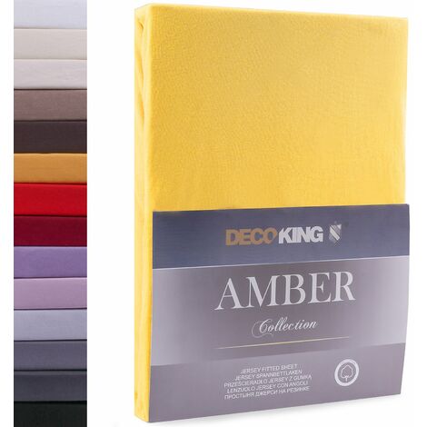 DecoKing Lenzuolo sotto con Angoli Elasticizzati 100% Jersey in Cotone, Amber Collection, 160x200-180x200 cm, Arancione Chiaro (1/4)