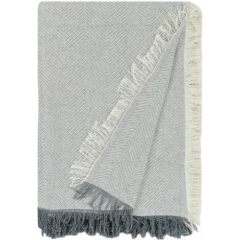 Martina Home - Espiga, Plaid multiuso, 80% cotone, 20% poliestere,  ecru/grigio, 300 x 260