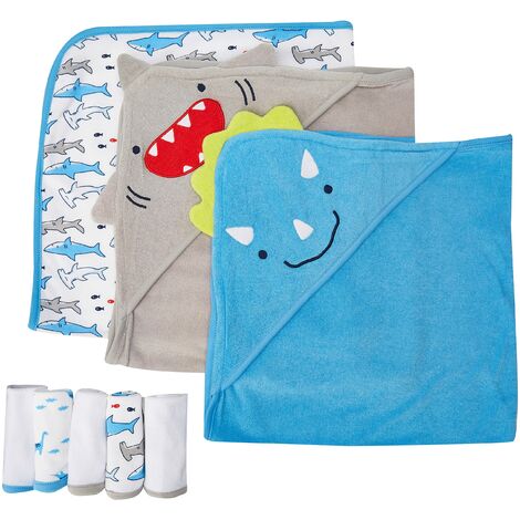 Simple Joys by Carter's 8-Piece Towel And Washcloth Set Baby-Bath-Towels, Squalo, Taglia Unica Bimbo (1/3)