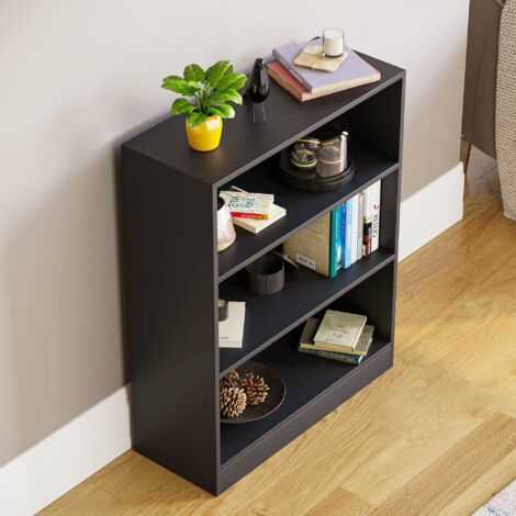 vidaXL Libreria a 3 Ripiani Nera 60x30x80 cm in Legno Multistrato