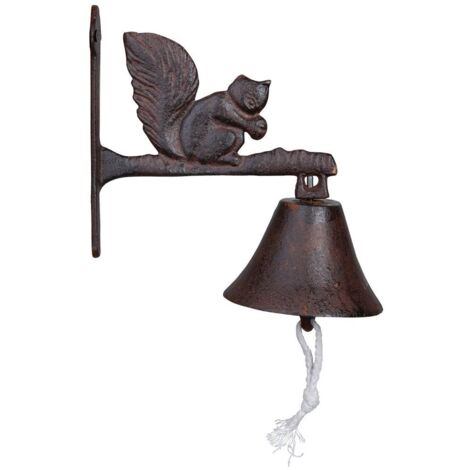 Campana da giardino in ghisa con scoiattolo