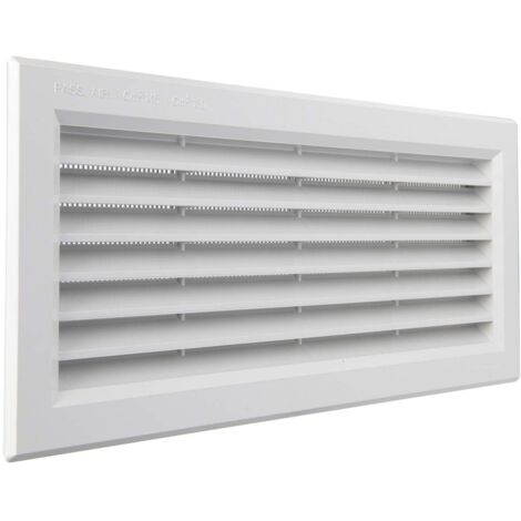 La Ventilazione P31R13B Griglia di Ventilazione rettangolare in Plastica bianca da incasso con rete antinsetti. Dimensioni 315x136 mm, bianco