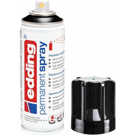 edding 5200 Spray Permanente, Nero Lucido, 200 Ml, Vernice Acrilica Premium per Dipingere e Decorare Vetro, Metallo, Legno, Ceramica, Plastica, Tela, Smalto Acrilico, Vernice Spray (1/3)
