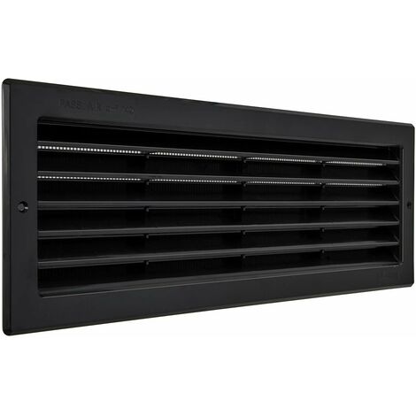 La Ventilazione PR3713N Griglia Rettangolare in Plastica Nera da Incasso con Rete antinsetti. Dimensioni 370x130 mm, Nero