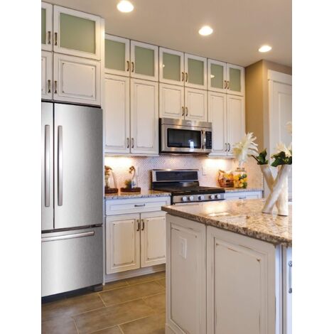 Pellicola adesiva di alta qualità per cucina, autoadesiva, in acciaio inox, per piano di lavoro, cucina, frigorifero, lavastoviglie, armadi, pellicola decorativa, 300 x 61 cm, alluminio