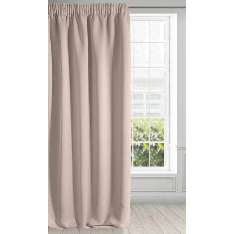 Eurofirany LOGAN Tenda Oscurante Extra Lunga - 1 Unità, Rod Pocket, Fettuccia Arricciatenda, Blocco della Luce, Oscuramento della Stanza, Camera da Letto, Soggiorno, 135x270 cm, Rosa Cipria