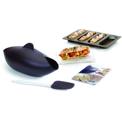 Lékué pane guscio/Stampo per baguette Set, Silicone, Marrone, 30 x 25 x 15 cm (1/4)