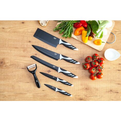 Coltelli Swiss Chef neri Set di 6 coltelli svizzeri professionali Cecotec