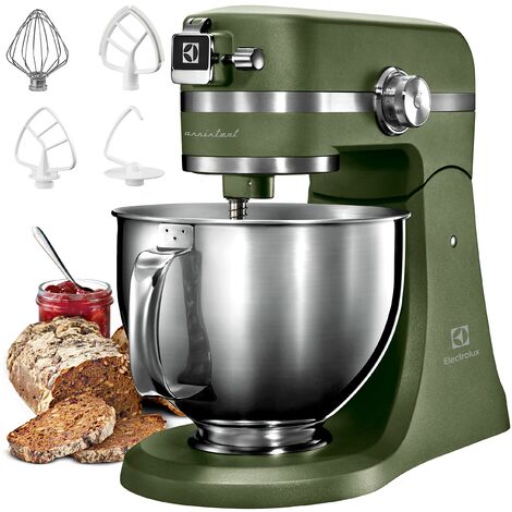 Electrolux EKM5550 Impastatrice Planetaria in Acciaio Inox, Motore 1200W e 10 Velocità, con Frusta e Coperchio, 360x370x210mm, Verde