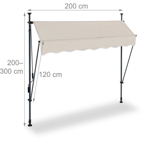 Tenda laterale 300x180H cm. Separè frangivento, riavvolgimento automatico.  Telaio in Alluminio,Beige - BricoBravo