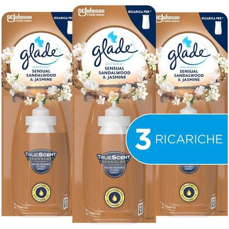 Glade Sense & Spray Profumatore per Ambienti con Oli Essenziali, Fragranza  Sensual Sandalwood e Jasmine, Confezione