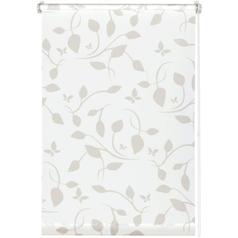 GARDINIA EASYFIX Tenda a Rullo Decorativa 100 Scandinavian con Fissaggio a Incastro o con Adesivo, Montaggio senza Trapano né Viti, Opaco, Traslucido, Bianco/Naturale, 70 x 180 cm (1/4)