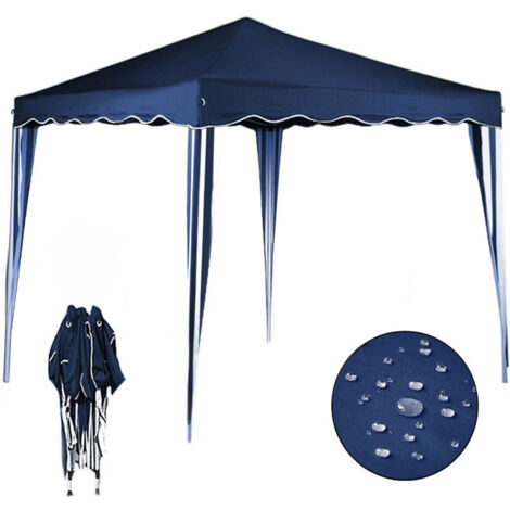 Bakaji Gazebo 3x3 Mt Pieghevole Impermeabile Richiudibile 3 x 3 Tendone Giardino, Telo Impermeabile, Struttura Metallo Apertura e Chiusura a Fisarmonica, modello ISCHIA (Blu) (1/6)