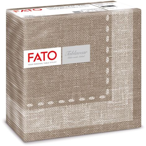 FATO - Tovaglioli in Carta a secco, Airlaid, Effetto Tessuto, Confezione da 50 tovaglioli, Formato 40x40 piegato in 4, Decoro Cachemire Caffe