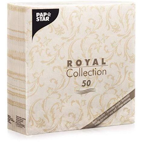 Papstar "Royal Collection" 84995-50 tovaglioli piegati a 1/4, 40 x 40 cm, colore champagne "Damascato" (1/4)