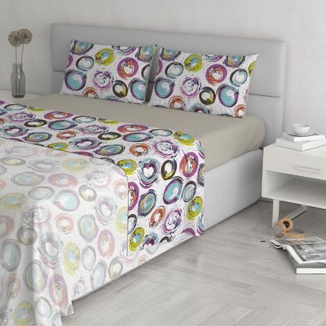 Italian Bed Linen CL-Fa astratti-2P Completo Letto, Microfibra, Cerchi  Astratti, Matrimoniale, 3 unità