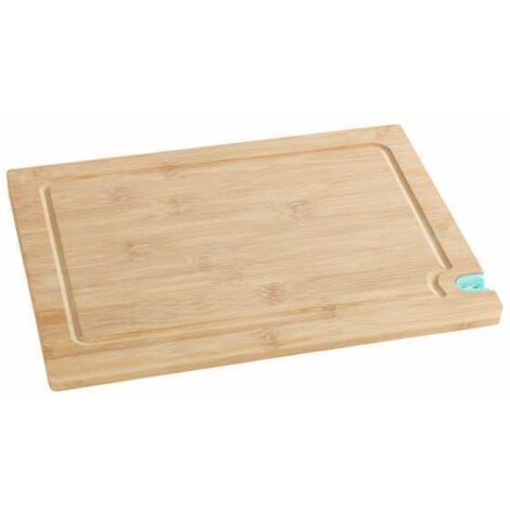 Wenko Tagliere con affilacoltelli M - Tagliere da cucina, tagliere con scanalatura raccogli-liquidi, delicato sui coltelli, Bambù, 33 x 1.5 x 23 cm, Marrone