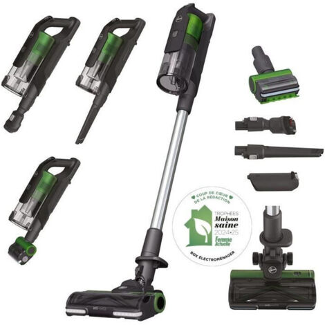 Hoover HF9 Aspirapolvere Senza Filo con Anti-Twist ™, 350W, Autonomia 60 min, Doppia Batteria, Spazzola Antigroviglio, Display Led, Verde/Grigio, Garanzia 5 Anni