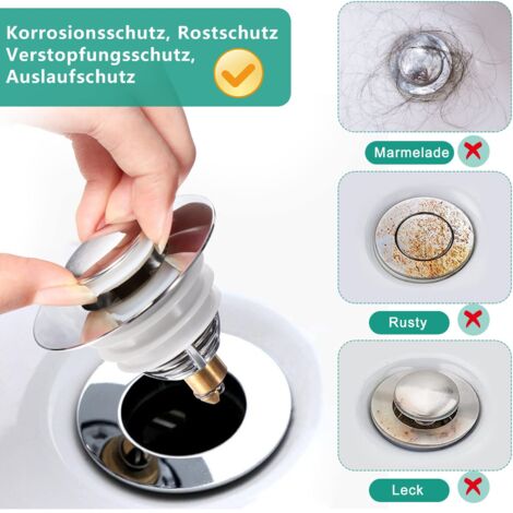 Xinlie 2 Pezzi Filtro Lavandino Universale Pop-Up In Acciaio Inox - Tappo A Scatto Per Scarico Cucina E Bagno (Foro 32-40mm)