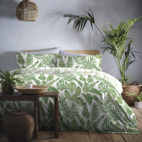 Dreams & Drapes Tahiti Set copripiumino facile da pulire, letto super king size, verde