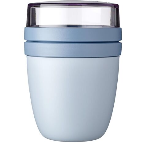 Mepal – Contenitore per il Pranzo Ellipse Mini – Scoparti Separati per Yogurt e Muesli - Adatto per il Freezer, il Microonde e la Lavastoviglie – 300 ml + 120 ml – Nordic Blue (1/4)