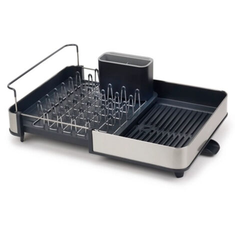 Extend™ Joseph Joseph, scolapasta allungabile con de beccuccio di scarico, acciaio inox, 2 parti scorrevoli, regolazione delle dimensioni de, colore grigio, ideale per la cucina.
