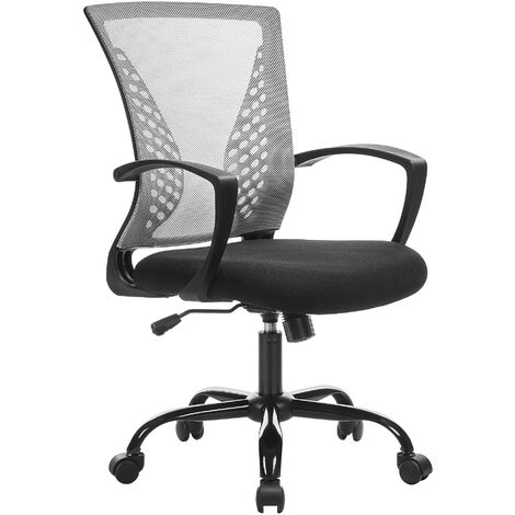 SONGMICS Sedia da Ufficio, Poltrona Girevole, Regolabile in Altezza, Inclinazione Libera, Seduta e Schienale in Rete Respirante, per Ufficio Studio, Portata di 120 kg, Grigio OBN022G01 (1/4)
