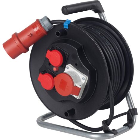 As - Schwabe Avvolgicavo Di Sicurezza 40 Metri - Tipo K35 AT-N07, IP44, Per Cantiere, Esterno E Giardino, Con 3 Prese Schuko, Potenza 3500W