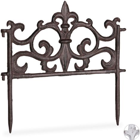 Relaxdays Bordura Per Aiuola In Metallo – Set 8 Pannelli Vintage Neri, Recinzione Decorativa 34,5 X 56,5 Cm, Estendibile E Resistente Alle Intemperie