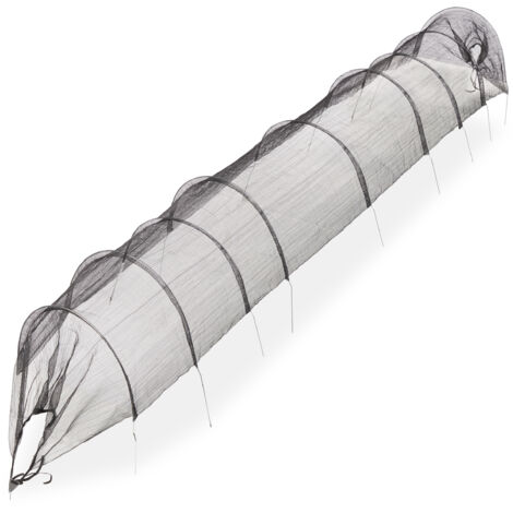 Relaxdays Serra per Orto, 5 m, Miniserra a Tunnel con Archetti, Protezione Piante da Uccelli e Insetti, Giardino, Nero, Acciaio Inox (1/5)