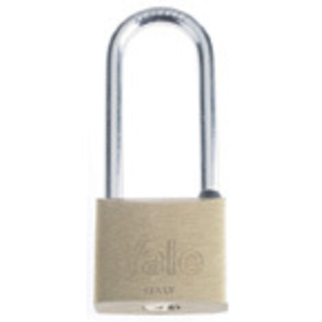 YALE Lucchetto in ottone Y1130050080X, larghezza corpo 50 mm, arco lungo in acciaio carbonitrurato da 26 mm, con anello in gomma e doppio sistema di chiusura