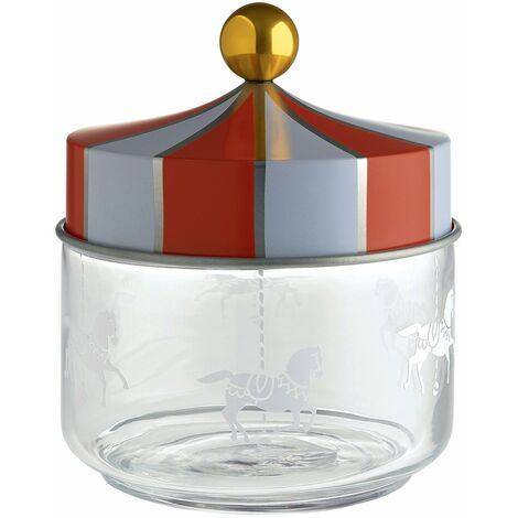 Alessi Circus MW30/50 - Barattolo da Cucina per Alimenti di Design, in Vetro Serigrafato con Coperchio in Banda Stagnata, 50 cl (1/4)