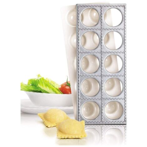 La Bonne Graine Pasta Party N7893 - Piastra e pressa con 10 stampi per Ravioli di Forma Quadrata, Misura Grande