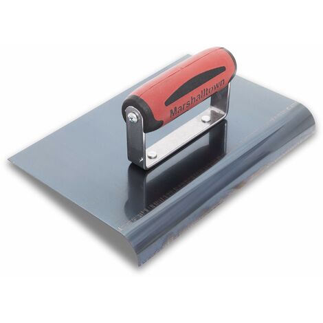 Frattazzo per bordi Marshalltown in acciaio blu con impugnatura Durasoft, per arrotondare il calcestruzzo, raggio: 19 mm, labbro 22 mm, dimensioni della frattazzo: 229x152 mm (1/3)