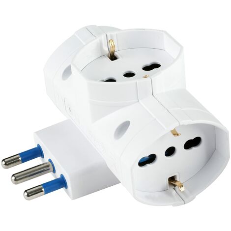 POLY POOL PP2384 Adattatore Da Parete Con 2 Prese USB (A+C) – Doppia Presa 10/16A + Schuko, Compatto