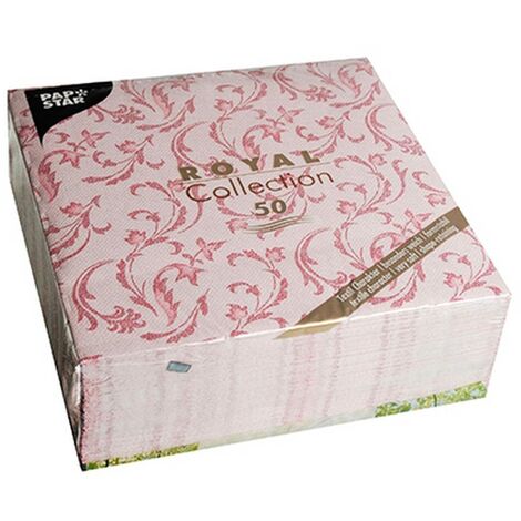 Papstar, 50 tovaglioli "Royal Collection" piegati a 1/4, 40 x 40 cm, bordeaux "Damascato", 84999 (1/2)