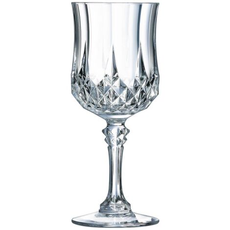 Cristal d'Arques Paris Longchamp Collection - 6 bicchieri da vino 25 cl in Kwarx, lucentezza, trasparenza e alta resistenza, modellature iconiche, realizzati in Francia