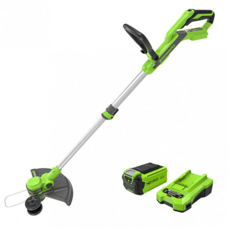 Greenworks 40V Tagliabordi con Ruota a Batteria per Giardini Piccoli e Medi, Ampiezza di Taglio 33cm, Filo di Nylon da 1,65mm con Autofeed, Batteria 40V 2Ah e Caricabatterie, Garanzia 3 Anni G40LT33K2