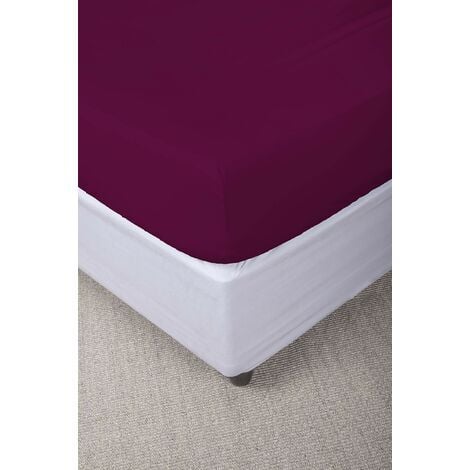 Italian Bed Linen Max Color Lenzuolo sotto a 1 Piazza e Mezza, 100% Cotone,  Prugna