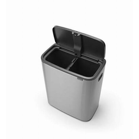 Cestino Porta Rifiuti Doppio 40L (2x20L) In Acciaio Inox Con Pedale E Coperchio Soft Close - Per Raccolta Differenziata - 2