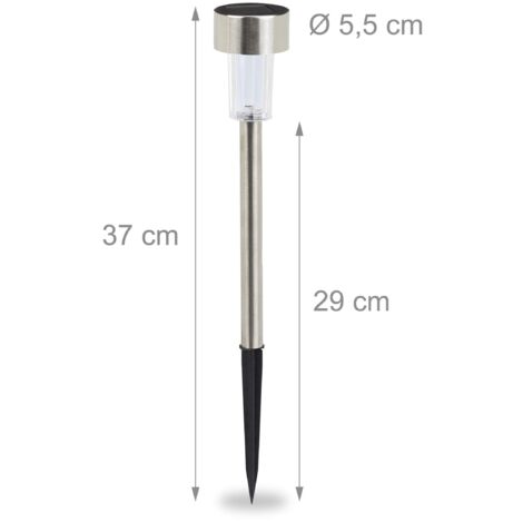relaxdays Set da 10 Lampade Solari a LED Impermeabili, per Giardino Terrazza in Acciaio Inox, Cambio di Colore, Argento