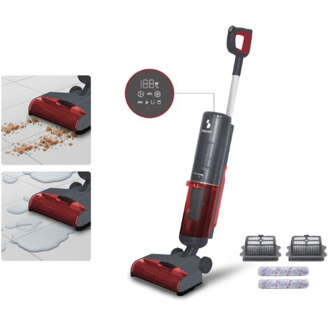 BEPER P202VAL200 Lavapavimenti Senza Filo Potente a 2 velocità Pavimenti con Display LED, Aspirapolvere Lava Aspira Asciuga Rosso, 200 W, 1.2 Liters (1/5)