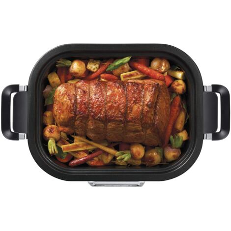 Crock-pot Pentola per Cottura Lenta, Slow Cooker, 3.5 Lt, fino a 4 Persone,  Sizzle&Stew, Pentola interna in alluminio per rosolare sul fuoco, 2  Impostazioni Cottura e Funzione Warm, 210W max, Argento 